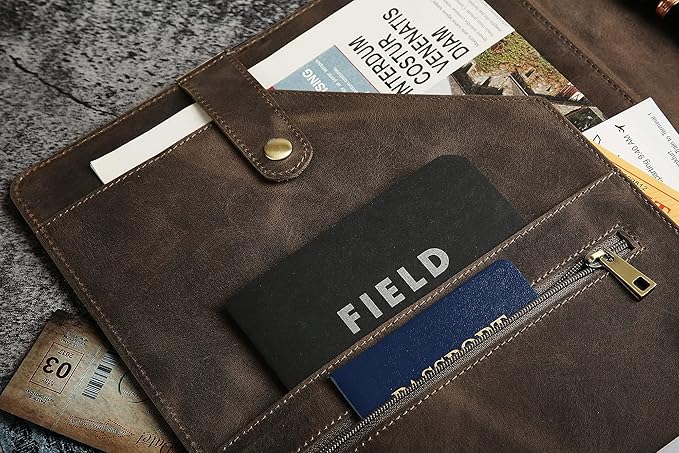 DUKE&COW Personalized Leather Portfolio for Men & Women, Engraved Clipboard Binder, Custom Resume Padfolio, Grey, A4/Letter Size