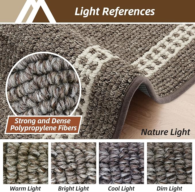 COSY HOMEER Kitchen Rugs Sets 2PCS,Non-Slip Washable Kitchen Mats for Floor,Absorbent and Stain Resistant Kitchen Runner Rugs for Kitchen Sink Laundry Entryway,24"x35"+24"x60",Brown