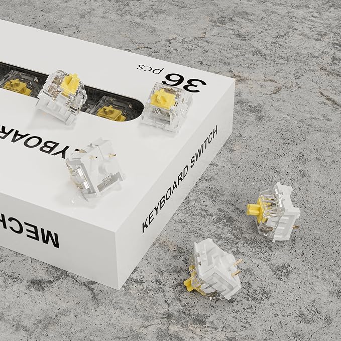ZhouWang Yellow Switch 3 Pin 50gf Pre-Lubricated,Dustproof Linear Switch,Suitable for RGB,Mechanical Gaming Keyboards、MX Mechanical Keyboard(Yellow,108PCS)