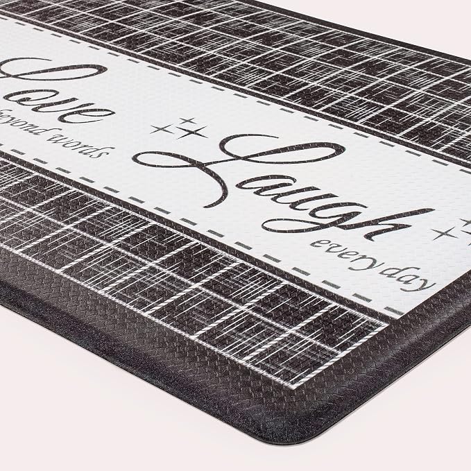 ACHIM Anti-Fatigue Floor Comfort Mat - 18 x 30 Inch (Live, Love, Laugh Charcoal) - Waterproof Non-Slip Rug - Easy to Clean Cushioned Mat for Kitchen, Bathroom, Standing Desk & Office Home Decor