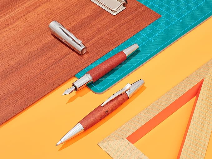 Faber-Castell e-motion Fountain Pen, Wood and Chrome Brown - Medium