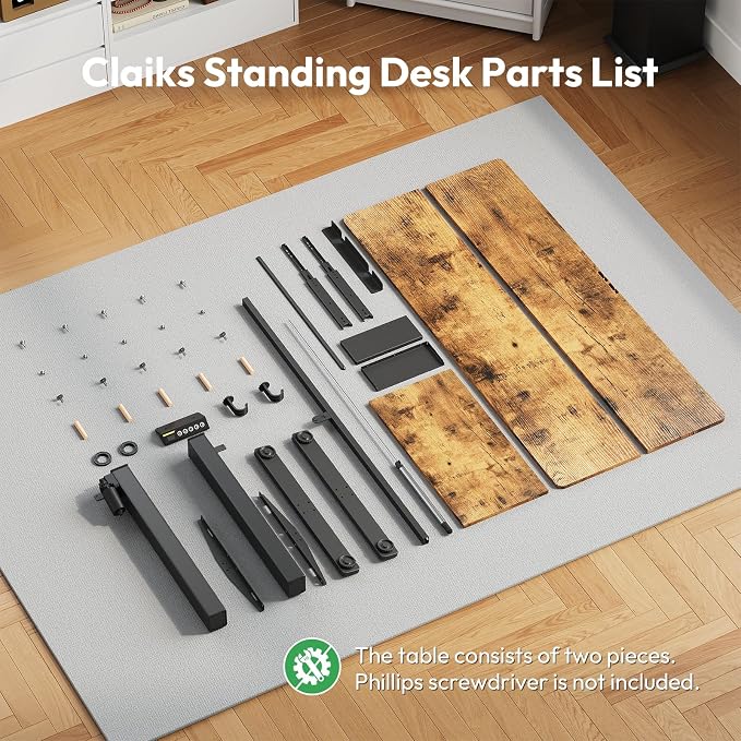 48 x 24 Inch Electric Standing Desk with Keyboard Tray, Brown | 3-Year Free Motor Replacement, 28.3-46.5 in Height, 3 Presets, 45 dB or Less, 154 lb Capacity, Keyboard Tray