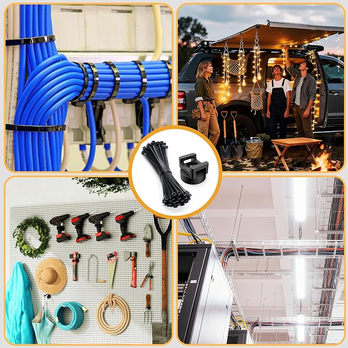 220 Pcs Magnetic Zip Tie Mount Base 26lbs Strong Magnetic Zip Tie Holder Multipurpose Magnet Cable Tie Clips Holder Wire Management Clips for Home Office Marine Electrical Wiring Organization Black