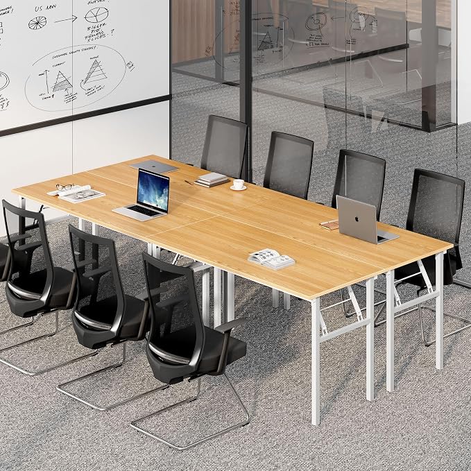 SDHYL Folding Desk, 60inch No Assembly Folding Desks for Small Spaces Sturdy Computer Desk, Functional Home Office Desks, Study Writing Desk Office Table Workstation for Home Office, White