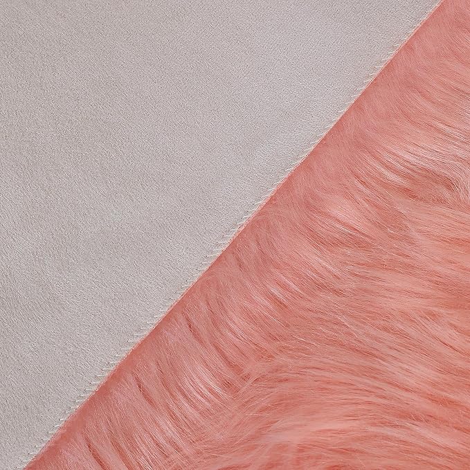 linmopm Faux Fur Sheepskin Rug, Pink, 2x6 ft Runner | Shag Fluffy Fuzzy, High-Density Cushion, For Bedroom Bedside Living Room, Plush Carpet