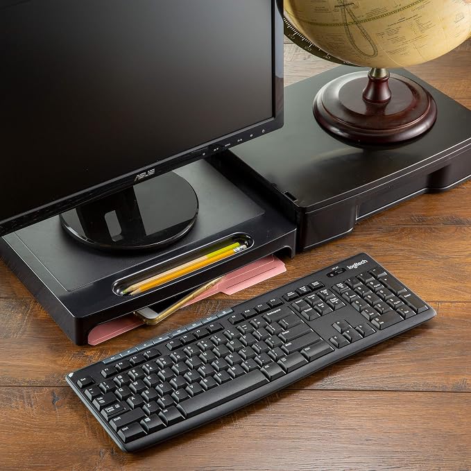 Officemate 2200 Series Executive Monitor Stand with Drawer, Black (22502) (Pack of 4)