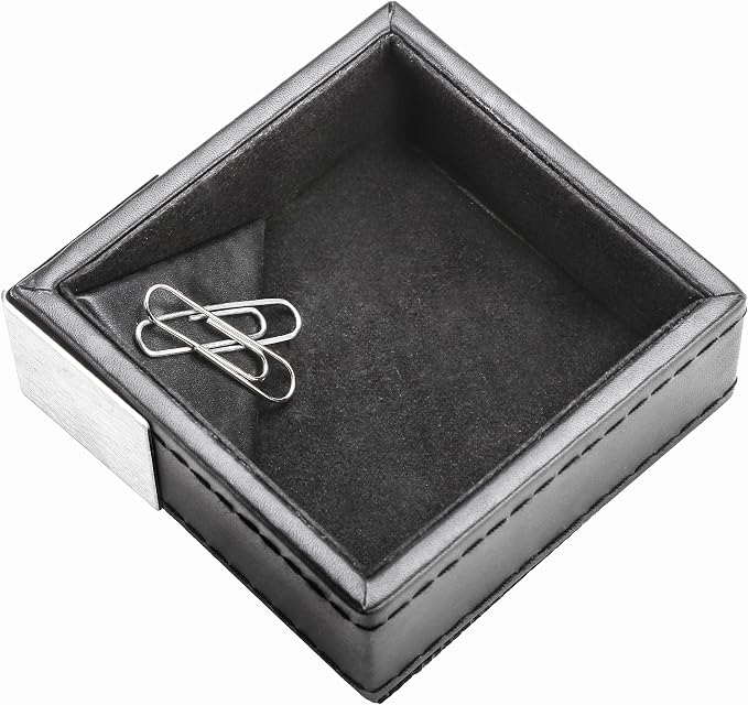 Artistic ART43015 Architect Line Leather-Like Paper Clip Cup, Black with Brushed Metal & Matching Black Stitching and Velvet-Like Lining