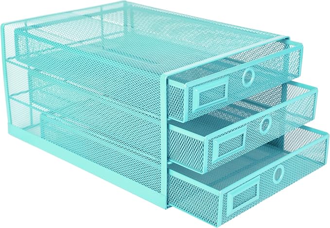Exerz Paper Sorter 3 Drawer Wire Mesh A4 / Desk Multifunctional Desk Organiser/Multi-Layer Letter Tray - for Documents, Magazines, Notebooks and Letter | Desk Organiser Pull Out Trays Keep Files Letters Magazines Folders Notebooks Neatly Separated Easy...