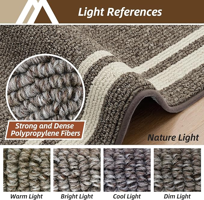 COSY HOMEER Kitchen Rugs Non-Slip 20x30/20x48 Inch Thick Polypropylene Standing Mat for Home Machine Washable, Brown Frame