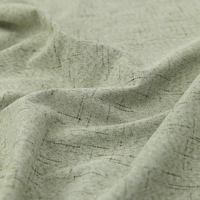 Sage Green Linen Blackout Curtains for Bedroom 84 Inch Long Black Out Pleated Thermal Darkening Light Blocking Boho Farmhouse Cottage Core Soundproof Sound Proof Curtains for Office Window Living Room