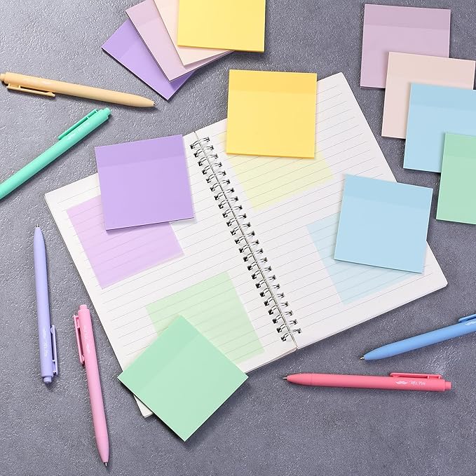 Mr. Pen- Transparent Sticky Notes, 3”x3”, Morandi Colors, 12 Pads, 600 Sheets, Bible Journaling Sticky Notes, See Through Sticky Notes, Translucent Sticky Notes, Stocky Notes for Bible Journaling