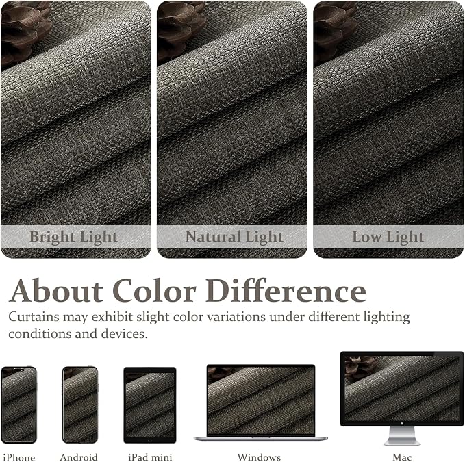 Memory Trained Pinch Pleated 96 Inch Viral Curtains for Living Room 2 Panels Set, Dark Grey Blackout Double Layer Linen Thermal Privacy Noise Reducing Elegant Windows Curtain for Kids Room 8 FT Length