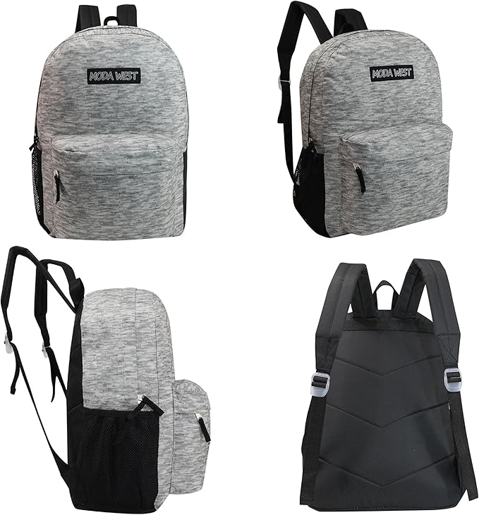 12-Pack 17” Sport Backpacks with 52 Piece School Supplies Kits - Pens, Pencils, Crayons – Bulk Bundle for Elementary, Middle, and High School Students, 12 Assorted Styles