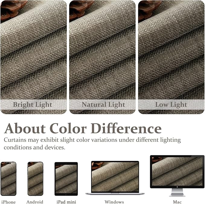 Sepia Ebony Double Layer Linen Blackout Living Room Curtains 102 Inches Long 2 Panels Set, Memory Trained Pinch Pleated Insulated Soundproof Custom Bedroom Windows Drapes 8-1/2 FT Length Luxury Decor