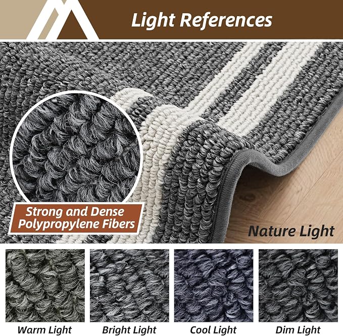 COSY HOMEER Kitchen Rugs Non-Slip 24x35/24x60 Inch Thick Polypropylene Standing Mat for Home Machine Washable, Black Frame