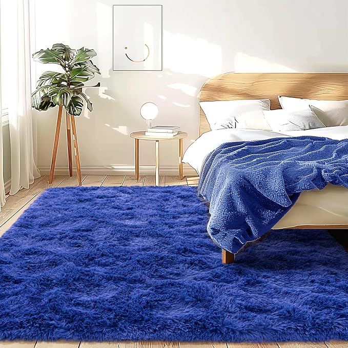 Awaytail Navy Area Rug 8x10 - Super Soft Fluffy Rug for Living Room & Bedroom - Dark Blue Clearance