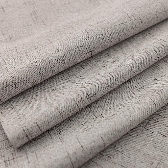 KOUFALL Stone Grey Blackout Curtains 90 Inches Long for Bedroom,Linen Back Tab Black Out Drapes for Living Room