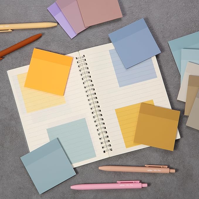 Mr. Pen- Transparent Sticky Notes, 3”x3”, Happy Harmony, 12 Pads, 600 Sheets, Bible Journaling Sticky Notes, See Through Sticky Notes, Translucent Sticky Notes, Stocky Notes for Bible Journaling
