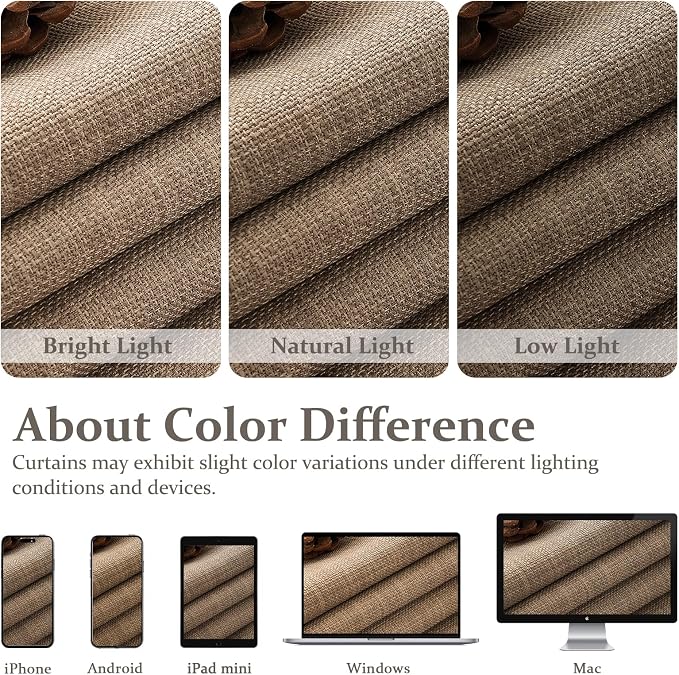 Rust Brown Pinch Pleated Blackout 90 Inch Curtains for Sliding Glass Doors 2 Panels Set, Memory Shape Linen Thermal Sound Dampening Dual Layer Heavy Drapes Textured Windows Curtain 40x90 Inches Long