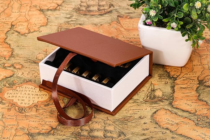 Yoption 6 Pieces Moon Series Wax Seal Stamp Set, Vintage Sealing Wax Stamp Heads + 1 Wooden Handle with Gift Box for Wedding Invitation, Christmas, Gift Idea