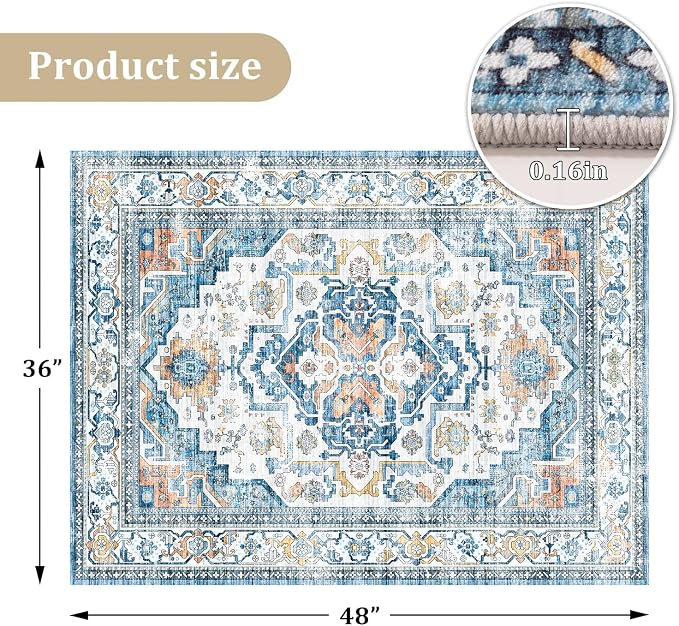 chakme Office Chair Mat for Hardwood Floor, 48"x36" Easy Glide Computer Desk Mat Protector for Rolling Chair Under Desk Rug Nonslip Backing, Machine Wash, (Boho)