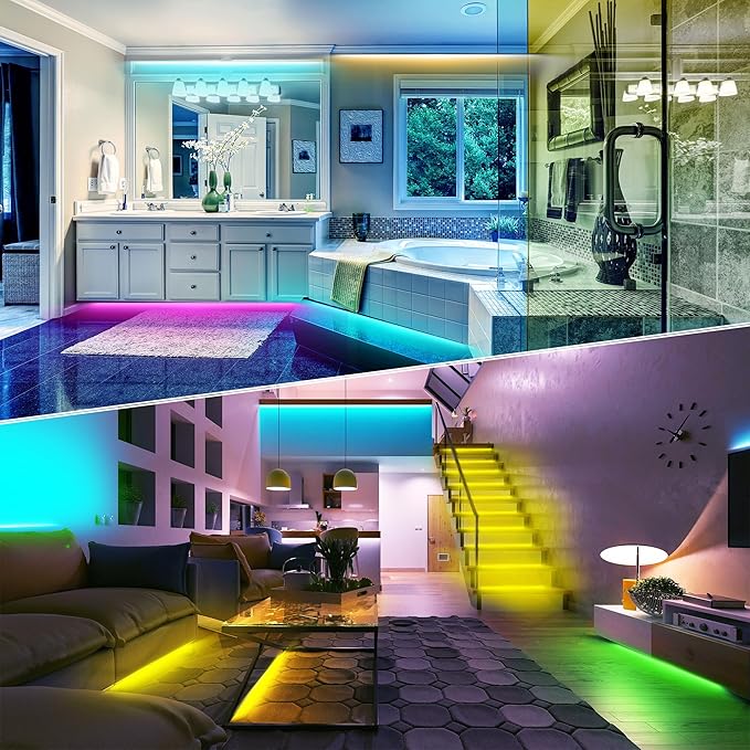 NBBUFF Led Lights for Bedroom Smart App Controlled 300FT(3 Rolls) RGB Strip Lights for Bedroom, Sync with Music, Ideal for Home Party and Room Decoration