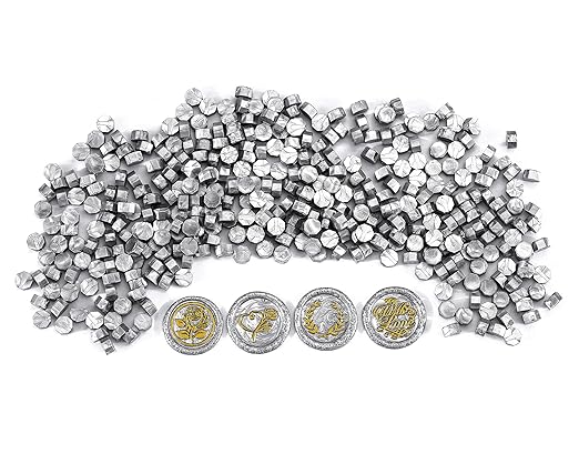 Yoption 360 Pcs Silver Octagon Sealing Wax Beads for Wax Seal Stamp with 4 Candles and 1pcs Melting Spoon
