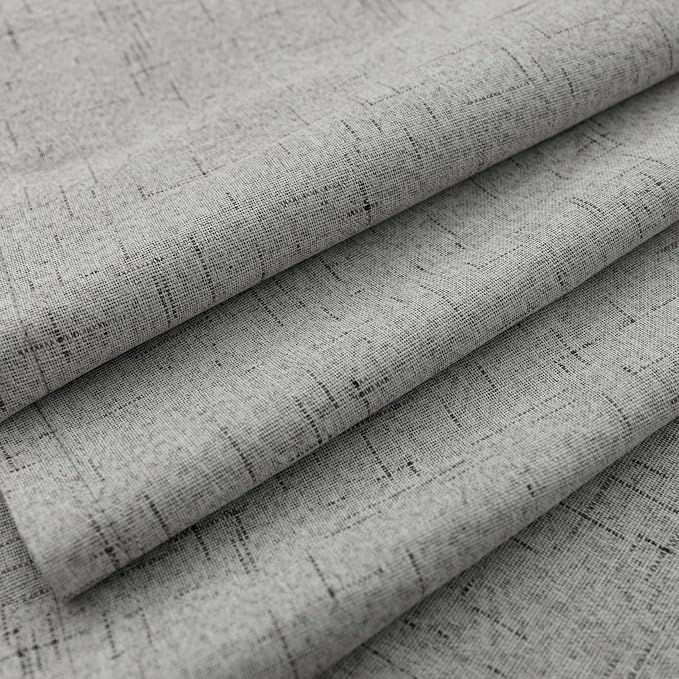 KOUFALL Linen Grey Curtains Blackout for Bedroom Living Room,Back Tab Black Out Light Gray Window Drapes 96 Inch Long 2 Panels Set