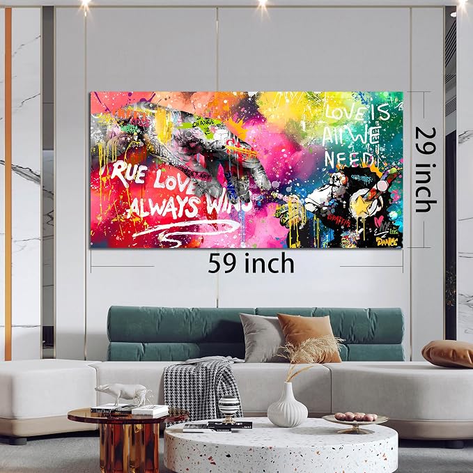 SIXTTART Graffiti Canvas Wall-Art for Living Room Large Size - Finger and Gorilla Wall Art - Kids Room Decor Ready to Hang Size 29 x 59 Inch
