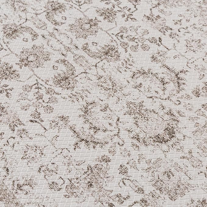Kitchen Mats 2PCS Anti Fatigue Cushioned Mat Light Brown Vintage Kitchen Mats for Floor Waterproof Non Slip Comfort Standing Retro Floral Rug for Sink Laundry Office 17.3"x59"+17.3"x30"