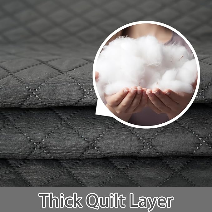 DriftAway Blackout Soundproof Thermal Insulated Linen Textured Curtains with Quilted Thermal Lining for Cold and Heat Blocking Noise Reducing Daytime Sleep 1 PC 52 Inches by 36 Inches Gray