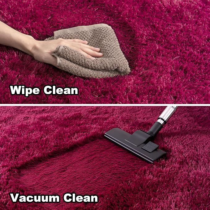 Awaytail 2x6 Rug - Non-Slip Runner for Living Room - Height Pile 1.4" Plush Rug - Throw Rugs Carpet for Bedroom - Burgundy