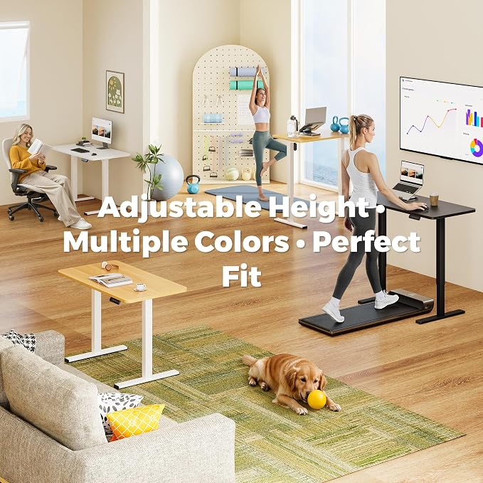 One-Piece Standing Desk 47 x 24 Inches, Small Adjustable Height Desk, Electric Sit Stand Desks Home Office Computer Workstation, Black