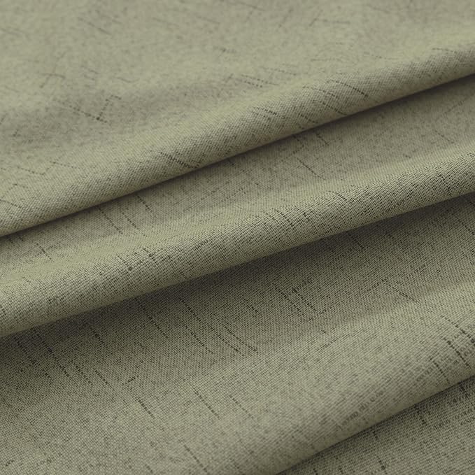 KOUFALL Sage Green Back Tab Linen Blackout Curtains 52x90 Inches Long