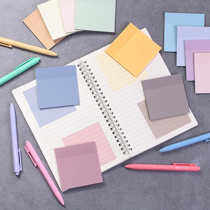 Mr. Pen- Transparent Sticky Notes, 3”x3”, Dreamy Pastel, 12 Pads, 600 Sheets, Bible Journaling Sticky Notes, See Through Sticky Notes, Translucent Sticky Notes, Stocky Notes for Bible Journaling
