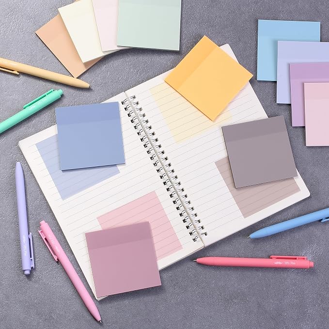 Mr. Pen- Transparent Sticky Notes, 3" x 3", 12 Pads, 600 Sheets | See Through Self-Adhesive Notes for Bible Journaling and Studying, Water-Resistant, Easy to Peel, Clean Removal