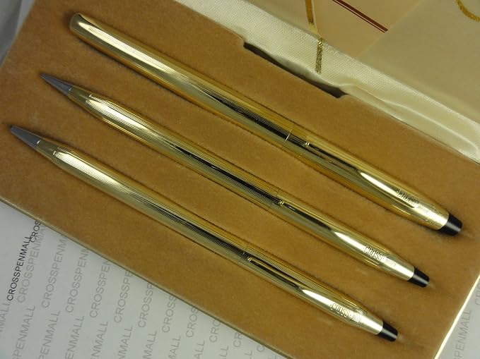 Made in The USA Century Classic Trio of 10K Rolled/Filled Rollerball Pen, Ball-Point Pen and 0.9MM Pencil Combo Set. Very Rare Made in Lincoln Rhode Island, USA