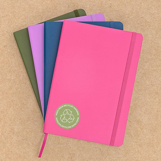 PAPERAGE Recycled Lined Journal Notebook, (Black), 160 Pages, Medium 5.6 in x 8 in - 100 GSM Thick Paper – College Ruled, Hardcover Journaling Notebook for Work, School & Note Taking