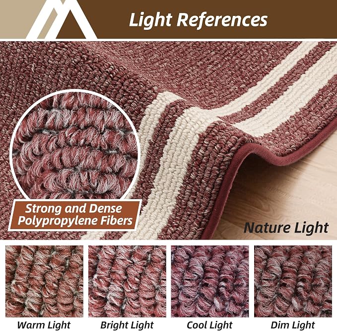COSY HOMEER Kitchen Rugs Non-Slip 20" x30/20 x48 Inch Thick Polypropylene Standing Mat for Home Machine Washable, Red Frame