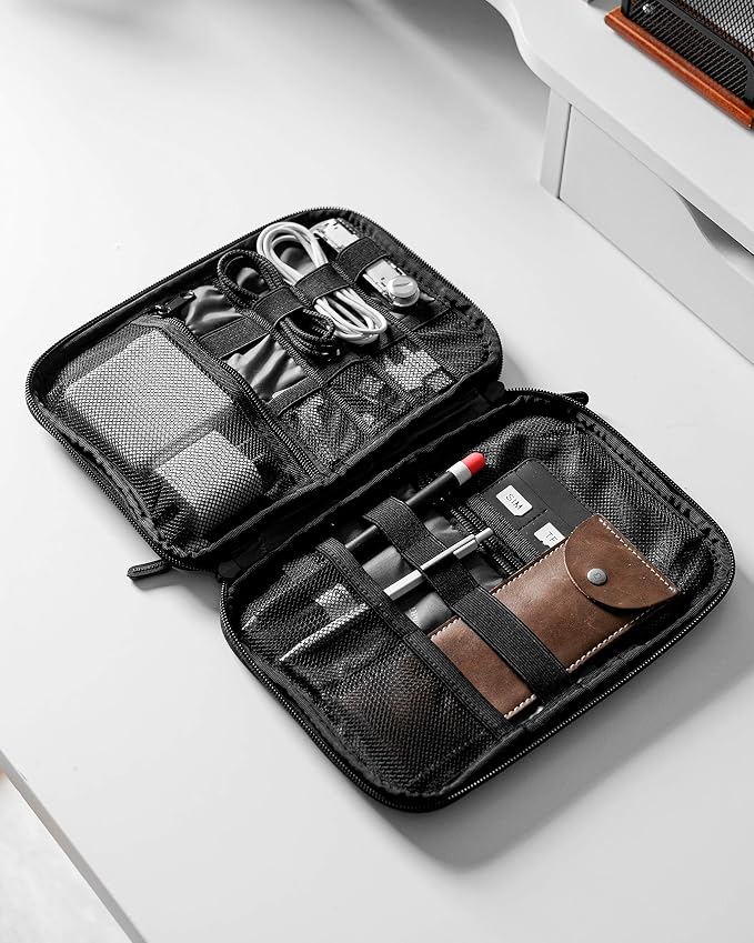 BAGSMART Large Electronics Organizer Travel Case for Tech Accessories, Blue | Tech Accessories, Cord Storage Bag, For Phone, Power Bank, SD Card, Cables