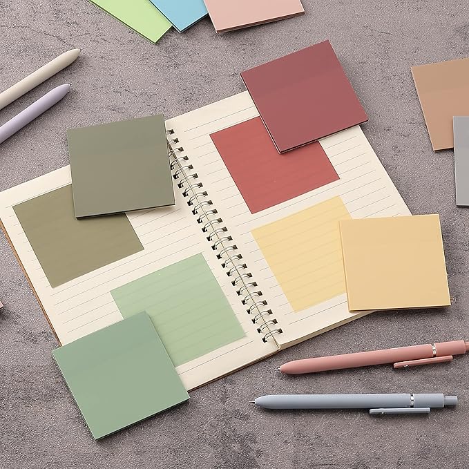 Mr. Pen- Transparent Sticky Notes, 3”x3”, Vintage Colors, 12 Pads, 600 Sheets, Bible Journaling Sticky Notes, See Through Sticky Notes, Translucent Sticky Notes, Stocky Notes for Bible Journaling