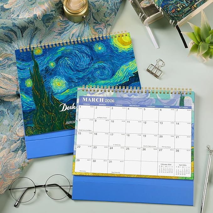 2026 Desk Calendar - JAN 2026 - DEC 2026, Standing Flip Desktop Calendar 2026, 12 Months Desktop Calendar, 9.8" x 8.3", Thick Paper