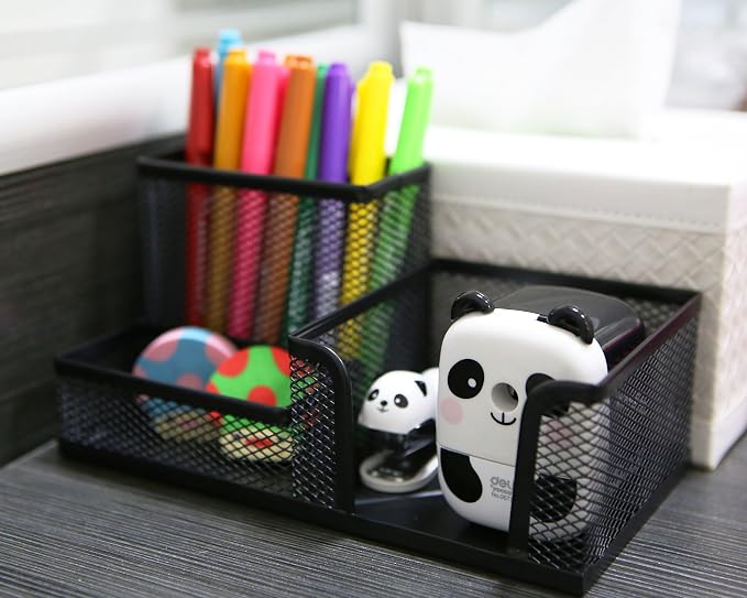 Metal Wired Mesh Design Multifunctional Desk Organizer,Desk Tidy,Pen Holder,Card Case,Storage Box for Home Office Desktop Decration