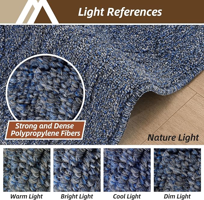 COSY HOMEER Kitchen Rugs Sets 2PCS,Non-Slip Washable Kitchen Mats for Floor,Absorbent and Stain Resistant Kitchen Runner Rugs for Kitchen Sink Laundry Entryway,20"x30"+20"x48",Heather Blue