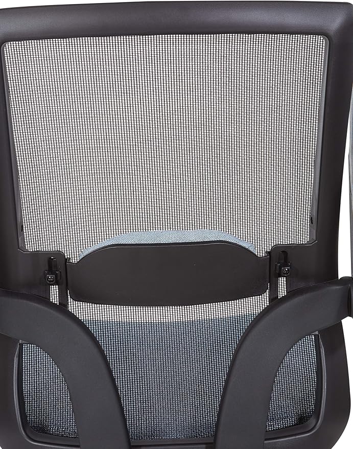 Space Seating 867 Series Adjustable Manager's Chair with Breathable Mesh Back, Lumbar Support and Padded Flip Arms, Blue Fabric Seat with Black Nylon Base