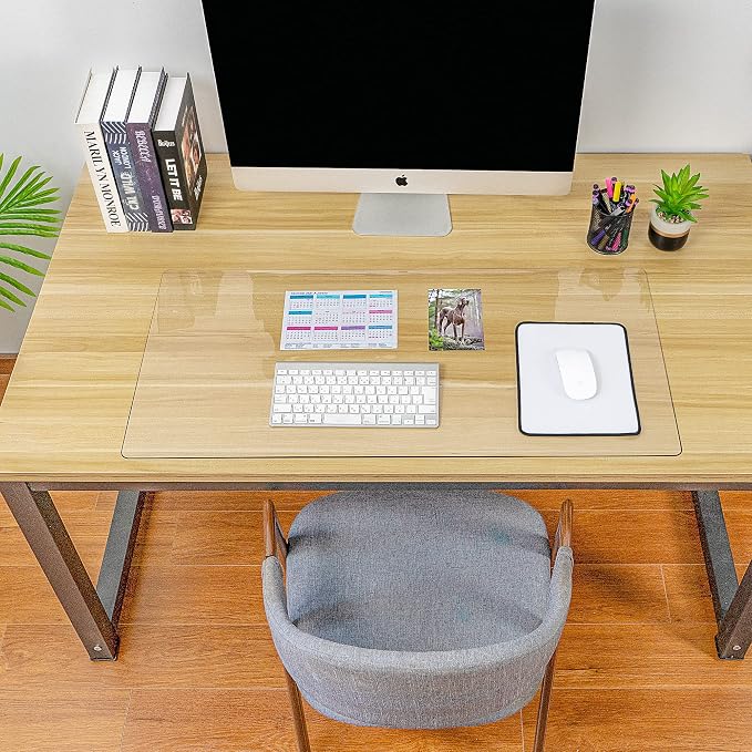 Clear Desk Pad Blotter on Top of Desks - 34 x 17 inches - Non Slip Desk Writing Mat for Office and Home - Round Edges - Textured/Forested - Mouse Pad Included. (34 x 17)