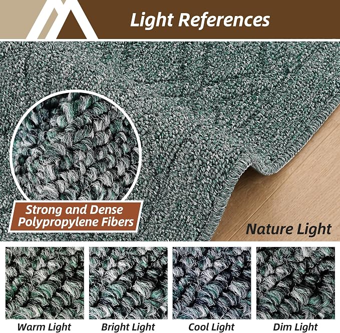 COSY HOMEER Kitchen Rugs Sets 2PCS,Non-Slip Washable Kitchen Mats for Floor,Absorbent and Stain Resistant Kitchen Runner Rugs for Kitchen Sink Laundry Entryway,24"x35"+24"x60",Heather Green