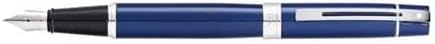 Sheaffer 300 Glossy Blue Lacquer Fountain Pen with Chrome-Plated Trim and Medium Nib