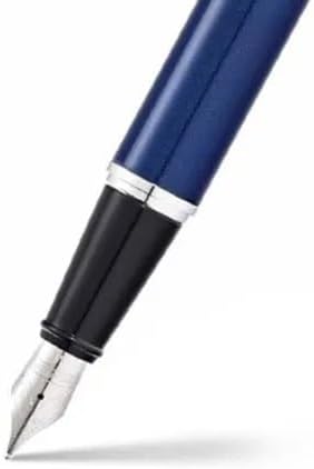 Sheaffer 300 Glossy Blue Lacquer Fountain Pen with Chrome-Plated Trim and Medium Nib