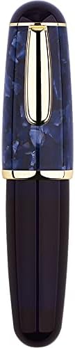 Lanxivi Majohn Q1 Fountain Pen Fine Point Purple Blue Acrylic, Little Fat Man Eyedropper Filling Pocket Pen Large Capacity